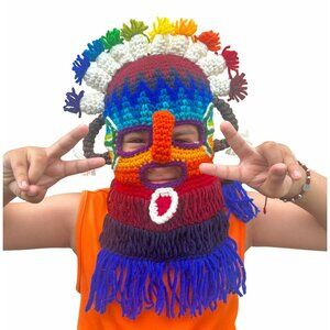 🤩NEW Handmade  Aya Huma Diablo Umo Inca's kids Mask Ecuador Black Inti Raymi🤩